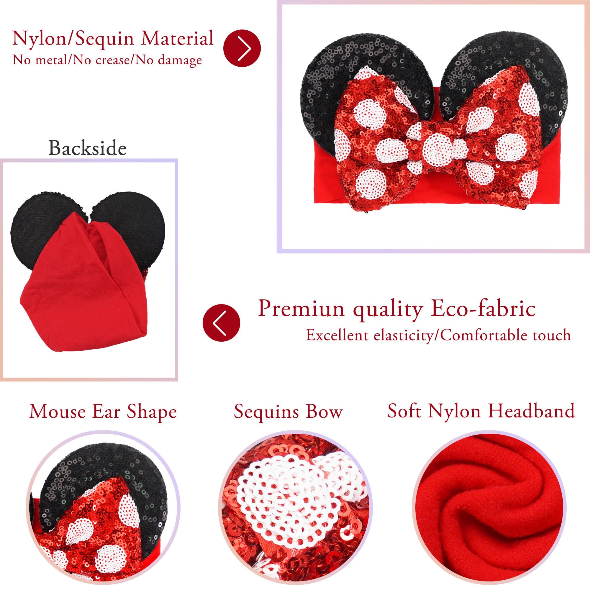 BBGifts soft nylon material closeup highlights gentle, durable headband.