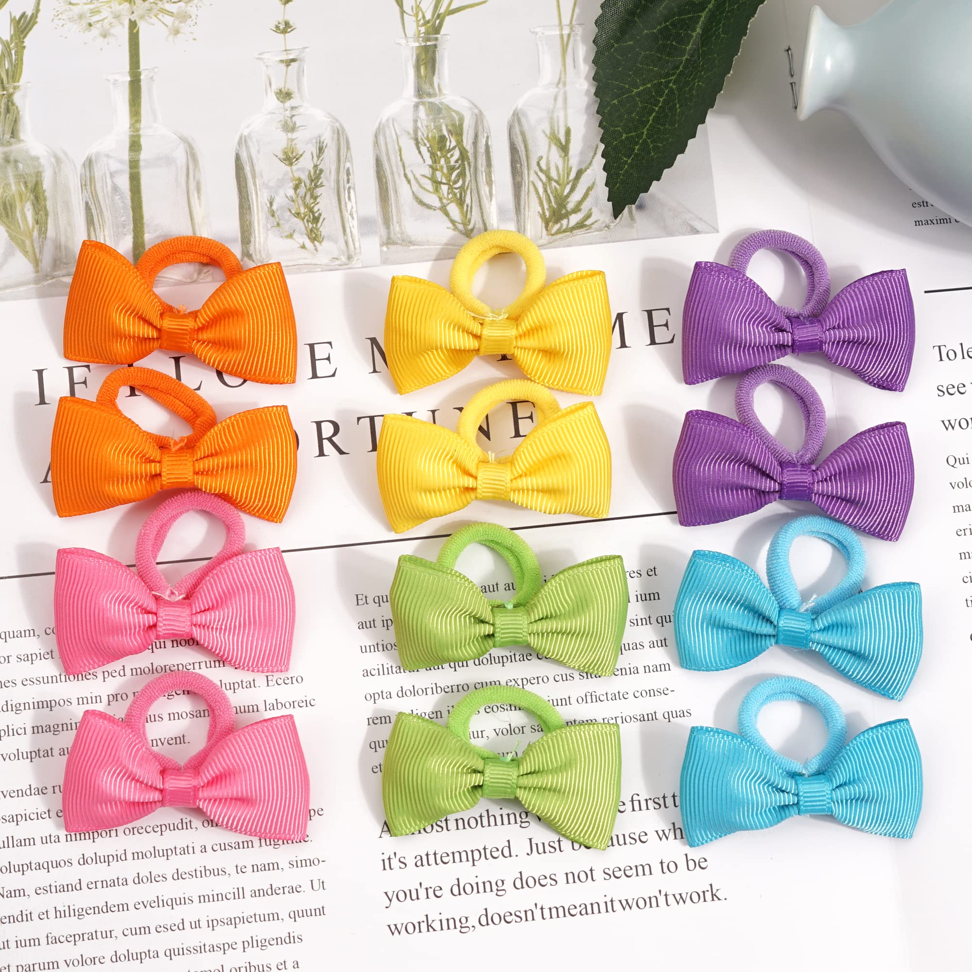 BBGifts tiny hair ties with bows pack suits parties and holidays for kids.