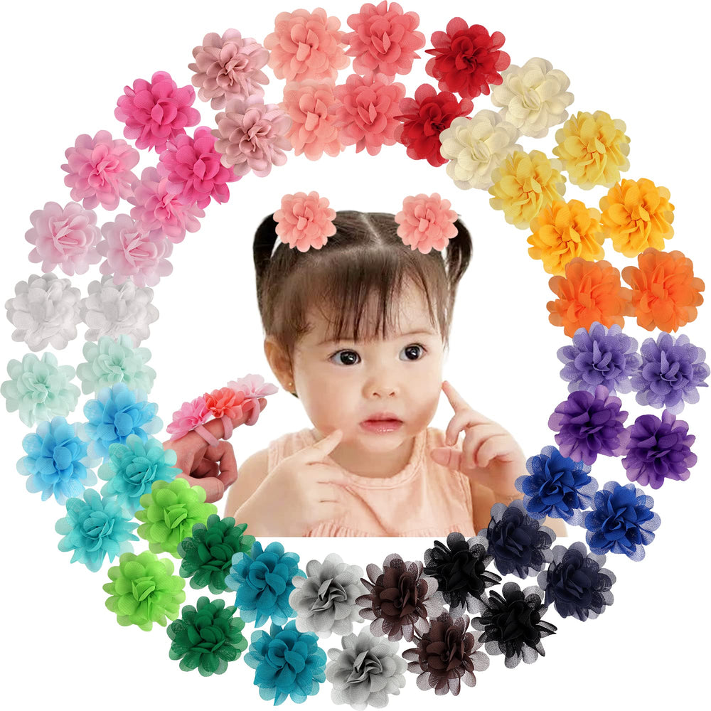 BBGifts pink chiffon flower hair tie enhances daily outfits for toddlers