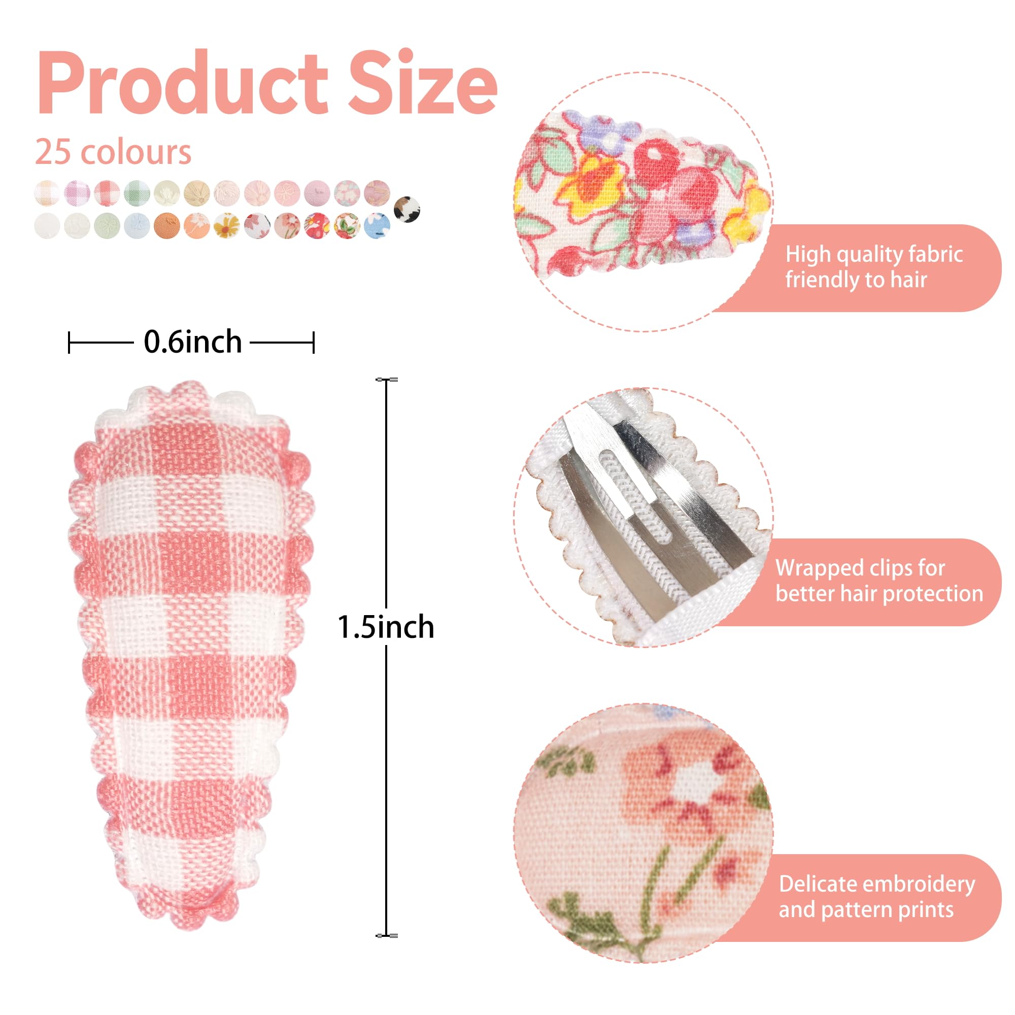 BBGifts wrapped metal hair clip with soft fabric finish for secure wear.