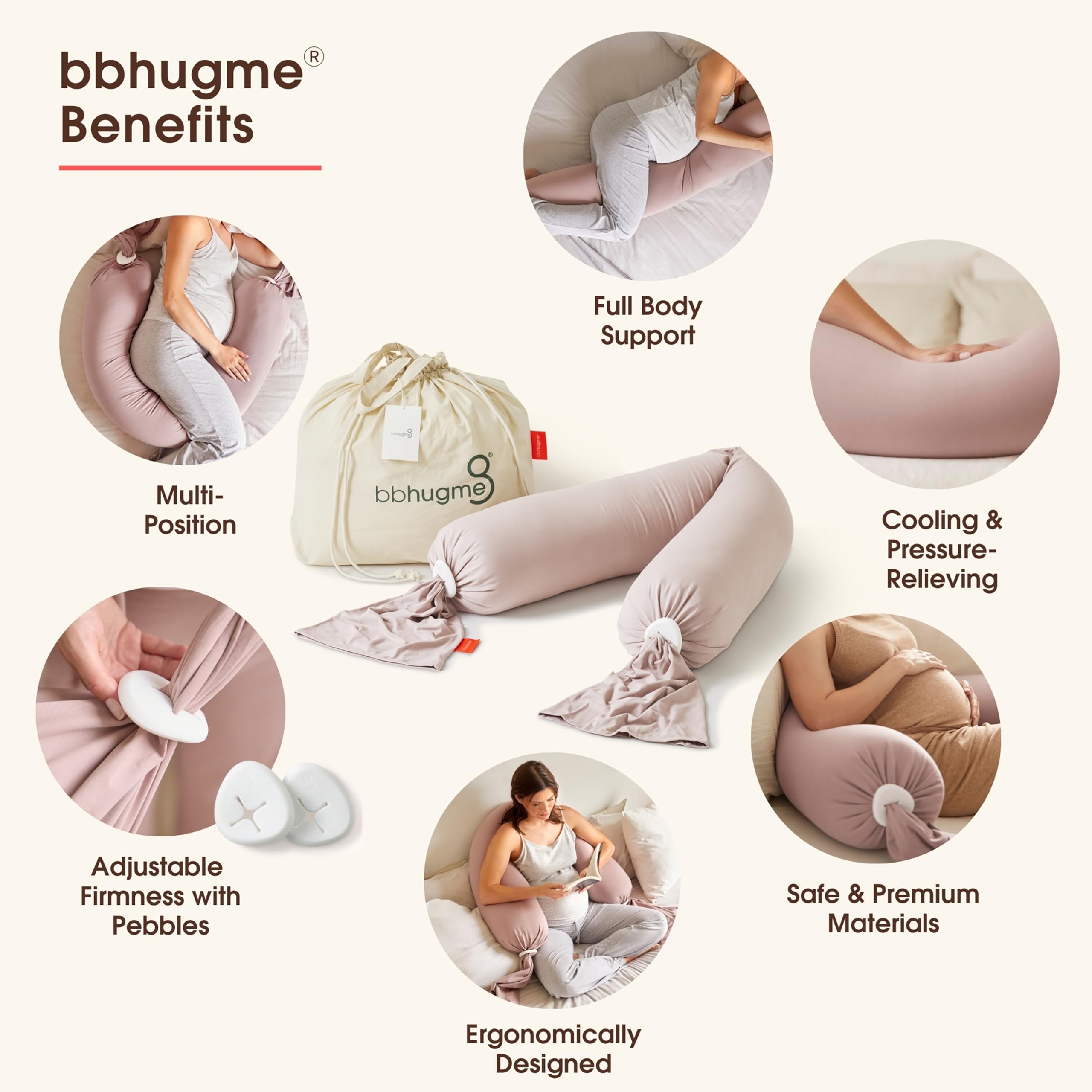 bbhugme adjustable pregnancy pillow belly and pelvis support for better night comfort