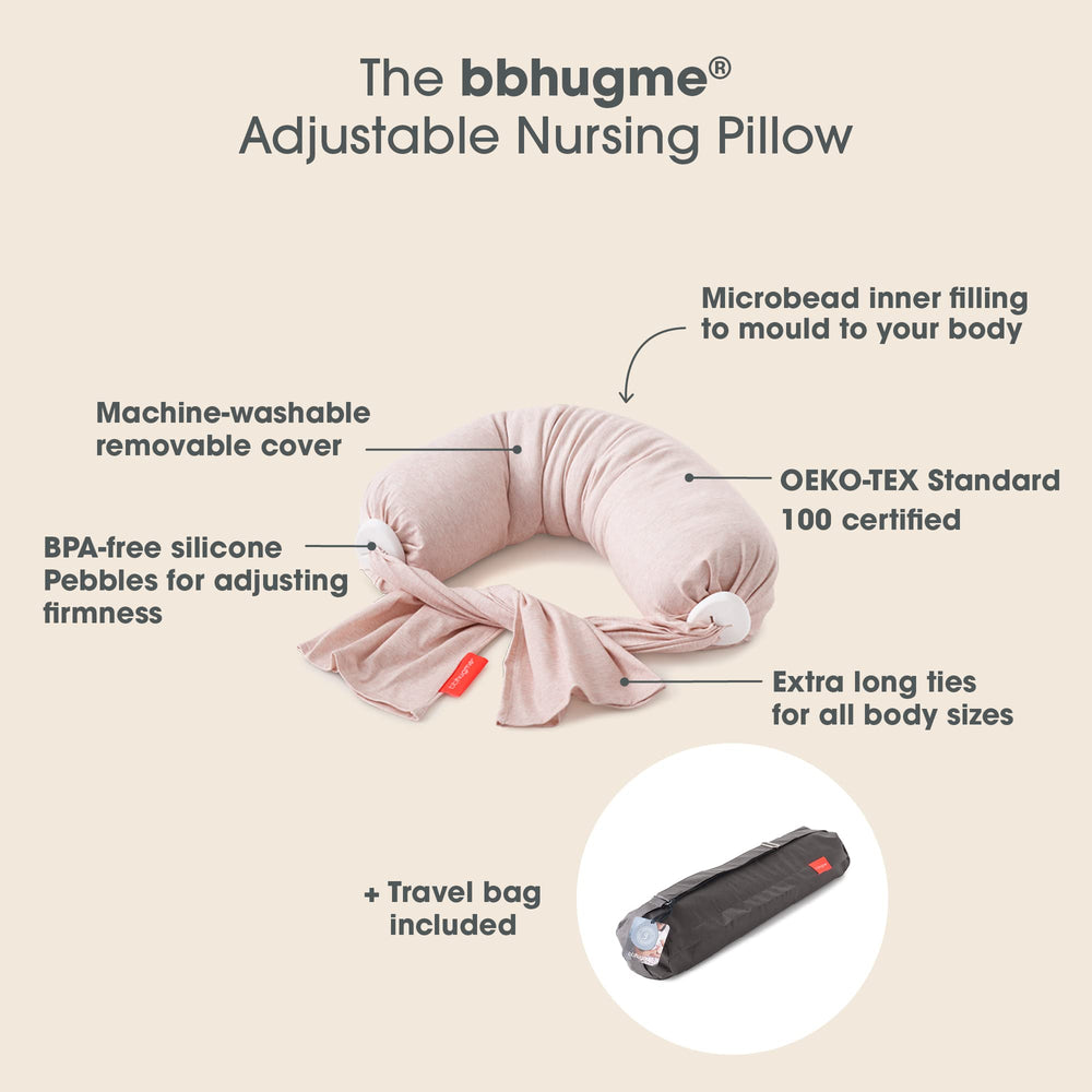 bbhugme nursing pillow with secure ties demonstrating versatile positioning during feeding.