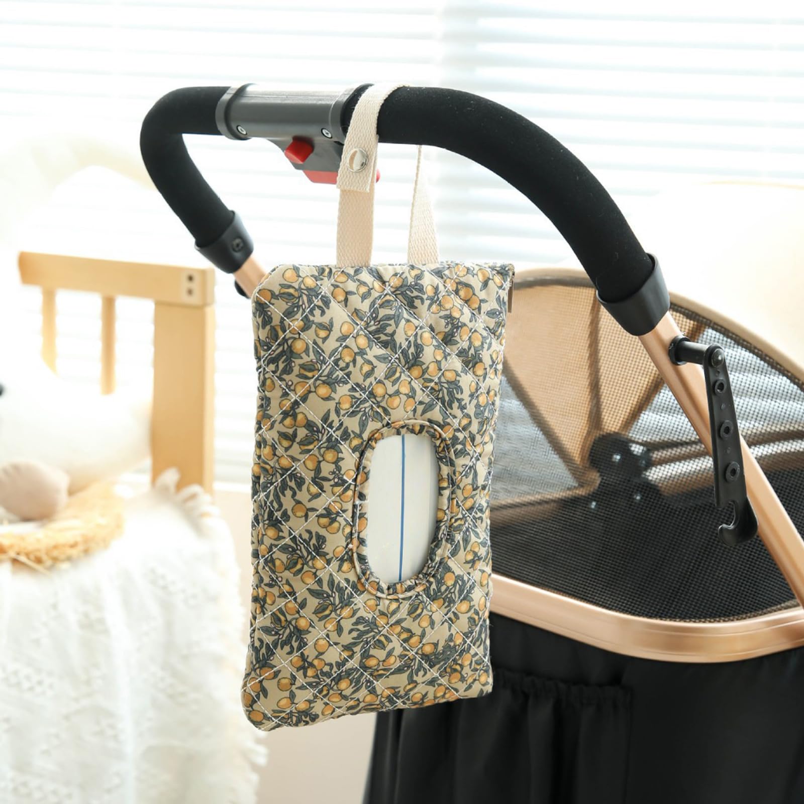 BBIIQI quilted wipe holder floral pattern adds style to stroller outings