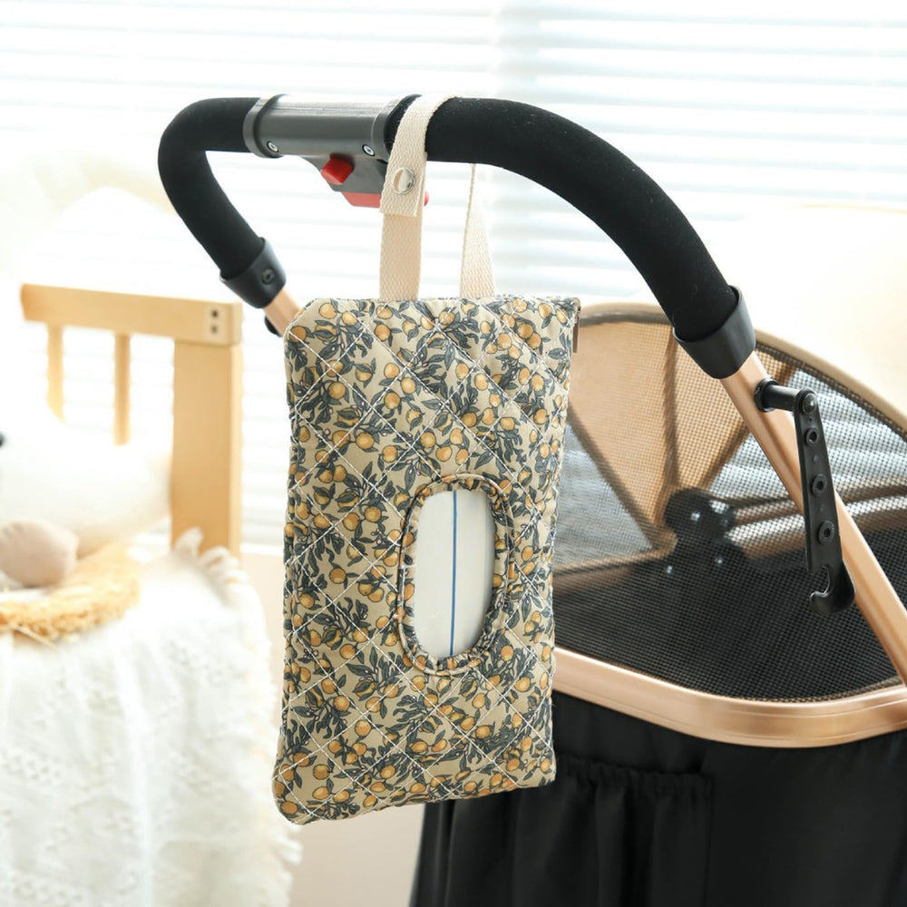 BBIIQI quilted wipe holder floral pattern adds style to stroller outings