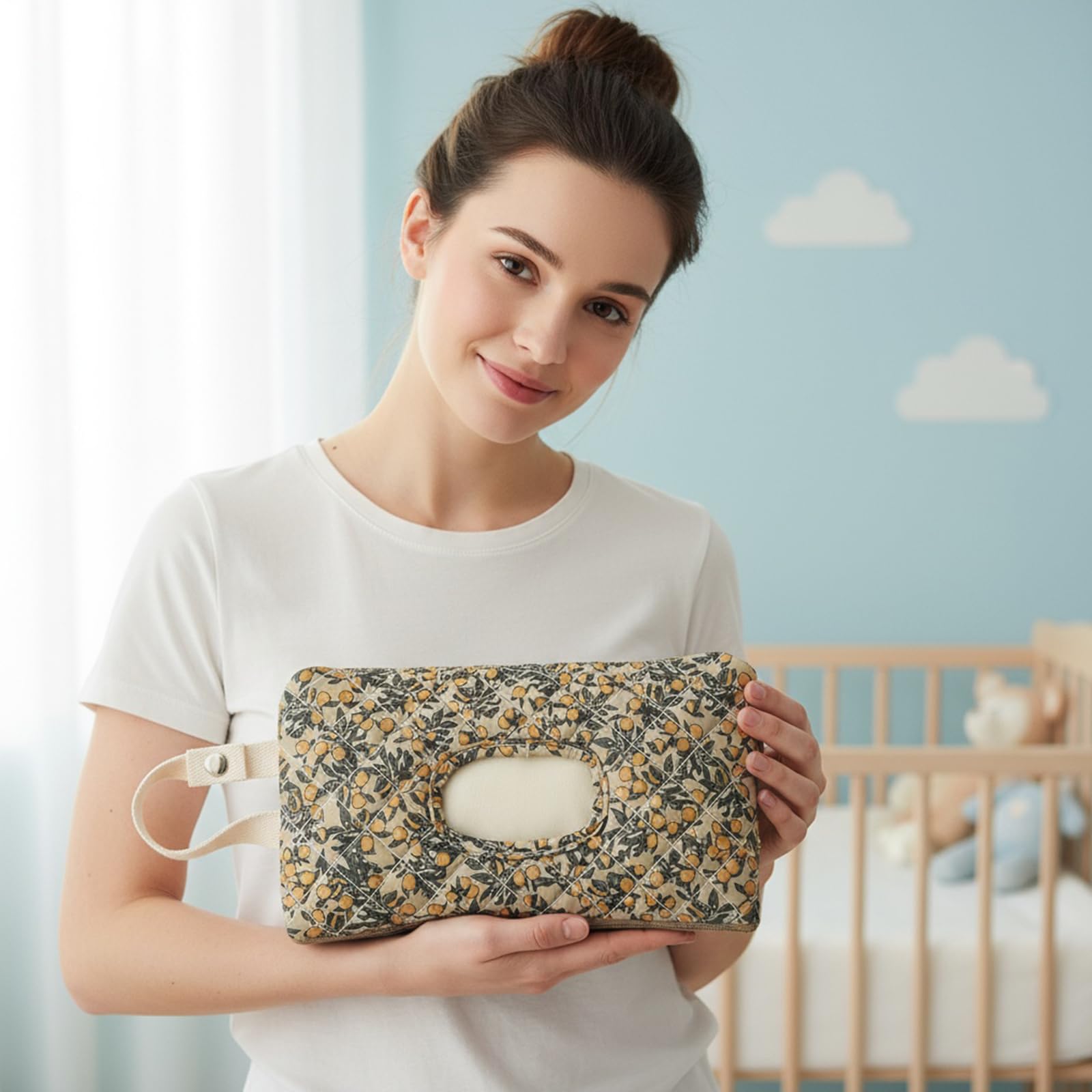 BBIIQI quilted wipe holder lightweight cotton-filled fabric for soft touch