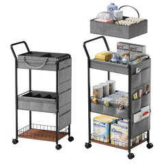 BBLIKE 3-Tier Diaper Caddy top basket with handles keeps diapers and wipes within reach