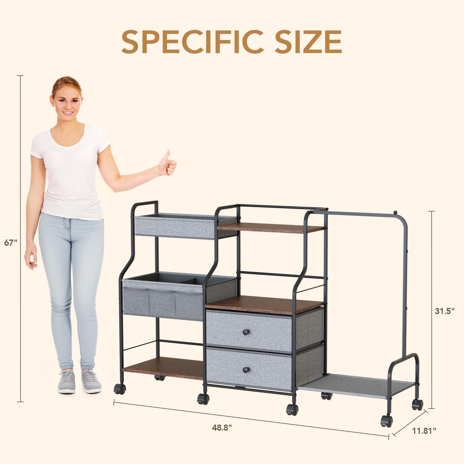 BBLIKE hanging rack on the diaper caddy stores outfits and bibs neatly