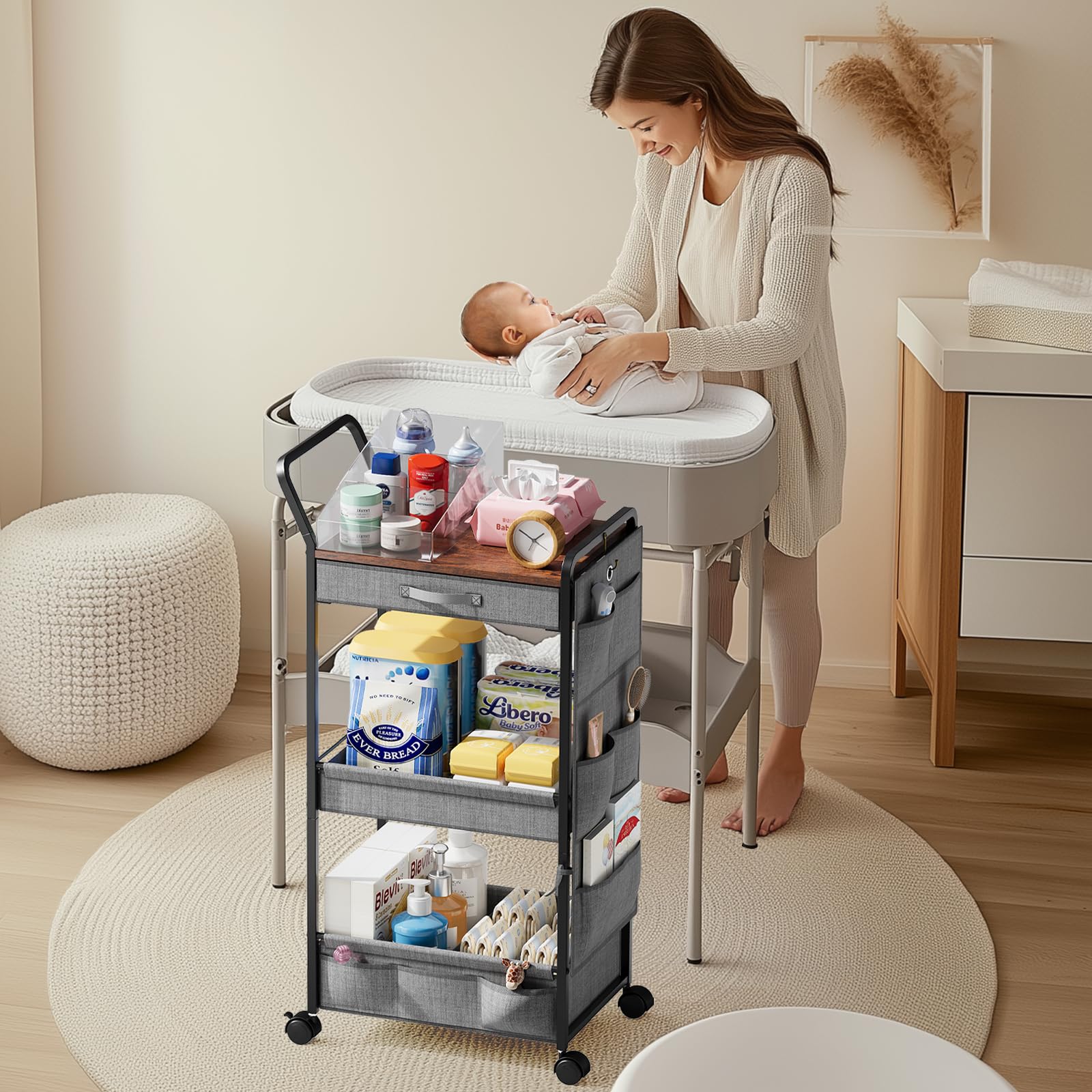 BBLIKE compact design fits beside crib for easy access at night.