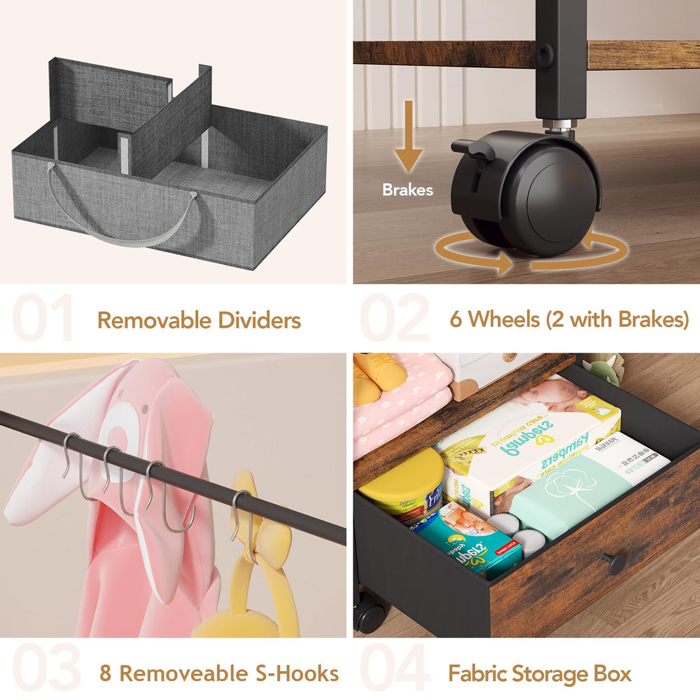 BBLIKE compact eleven-point-eight-inch-depth cart fits beside changing areas.