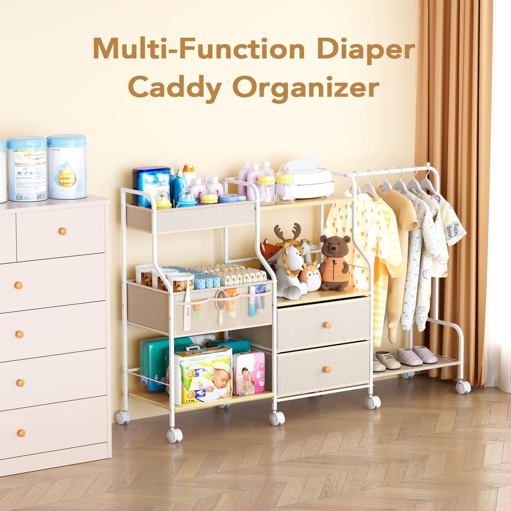 BBLIKE Diaper Caddy Adjustable-Feet stabilizes the unit for secure standing.