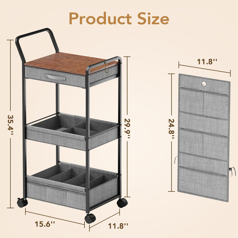 BBLIKE gray diaper storage with drawer and ample space for wipes and creams.