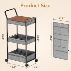 BBLIKE gray diaper storage with drawer and ample space for wipes and creams.
