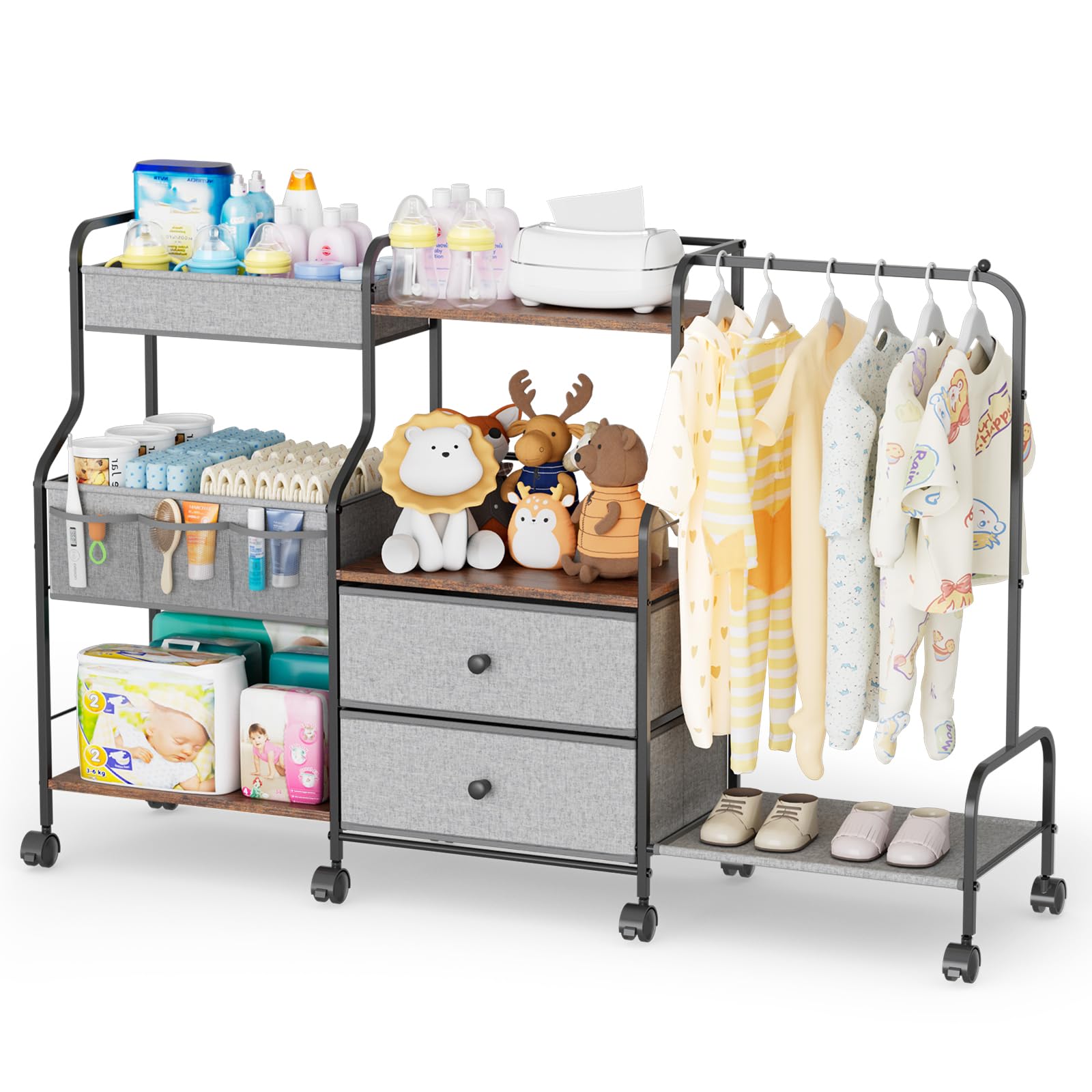 BBLIKE diaper caddy with hanging rack keeps essentials within arm’s reach