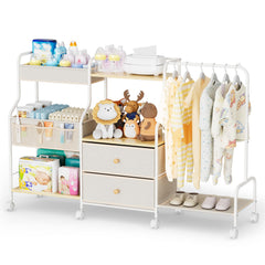 BBLIKE Diaper Caddy Organizer rolling cart with drawers and shelves keeps baby essentials within reach.