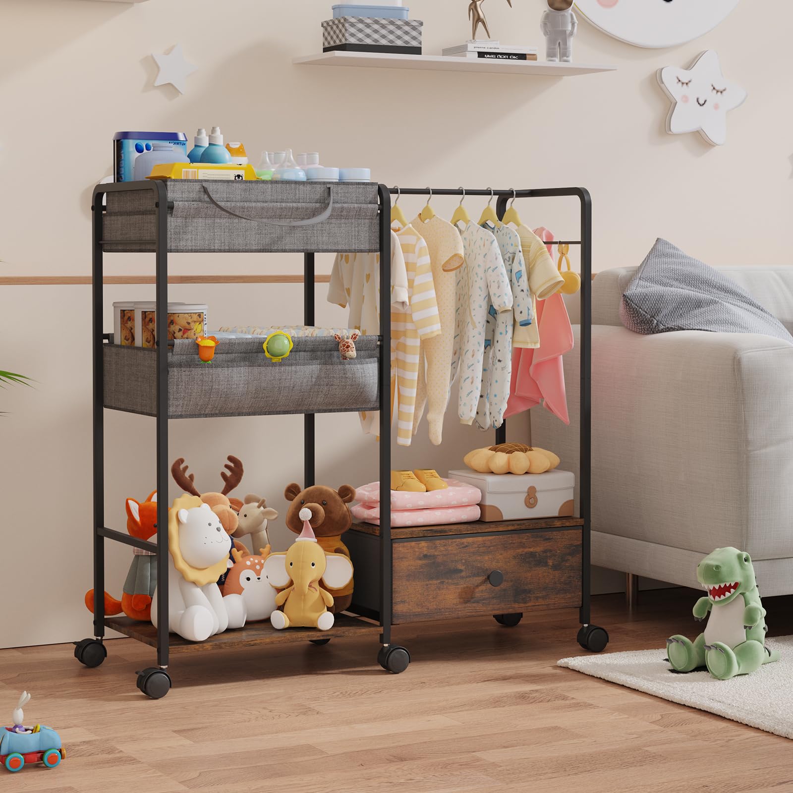 BBLIKE multipurpose storage cart grows with your family for snacks or crafts.