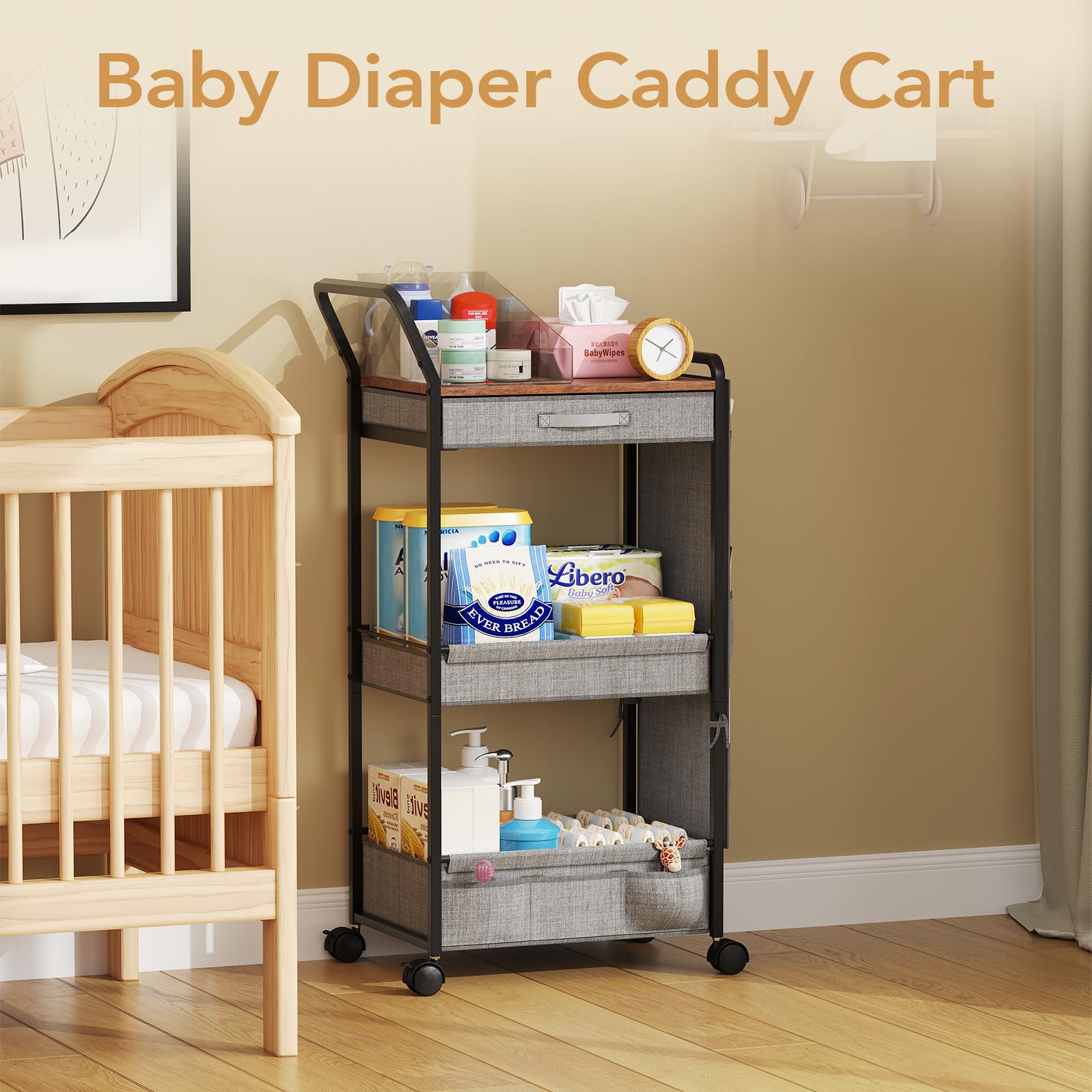 BBLIKE multi-function storage cart adapts to nursery, bathroom, or kitchen tasks.