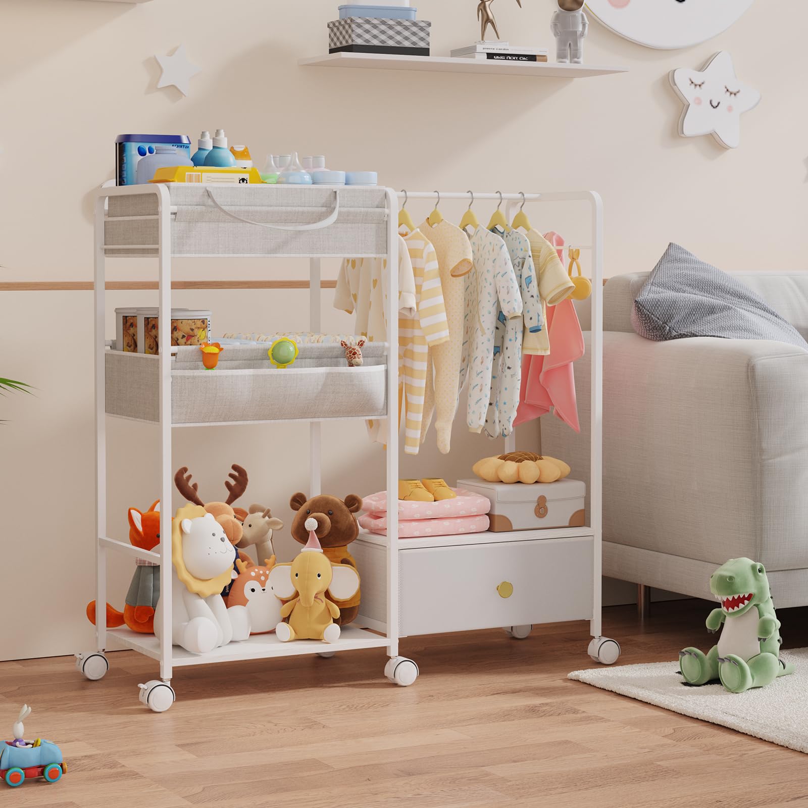 BBLIKE multipurpose storage cart adapts from baby items to other needs