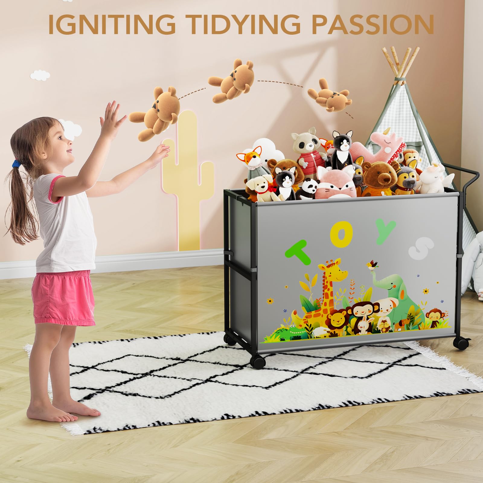 BBLIKE toy box shown in a living room for clutter-free storage.
