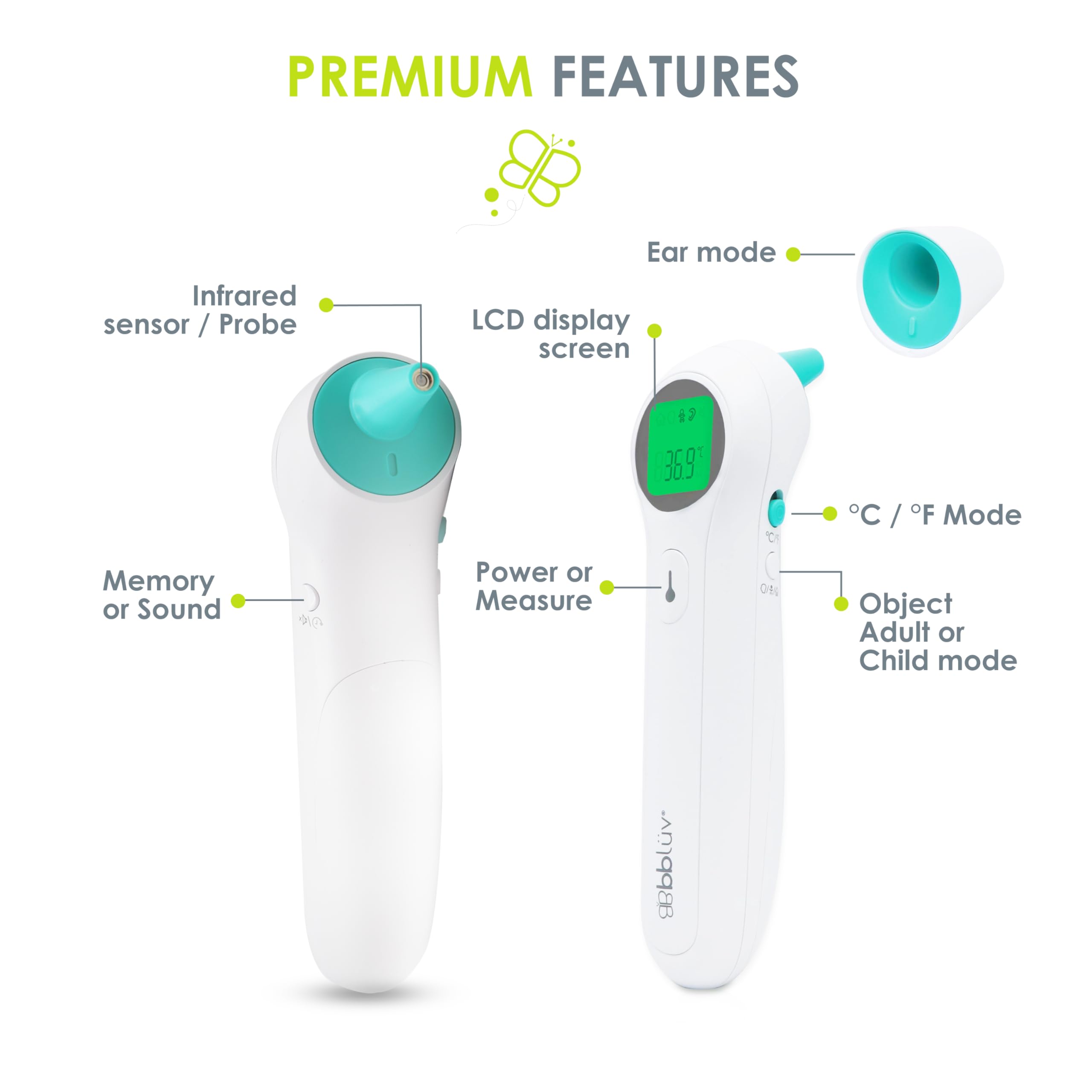 bbluv ora armpit and ear measurement option in action
