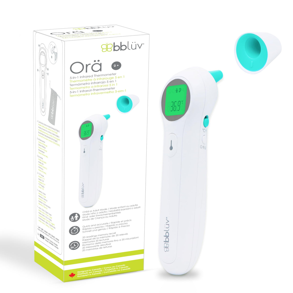 bbluv ora non-contact thermometer front view for quick home checks