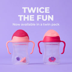 b.box and Lansinoh weighted straw sippy cup with easy grip handle.