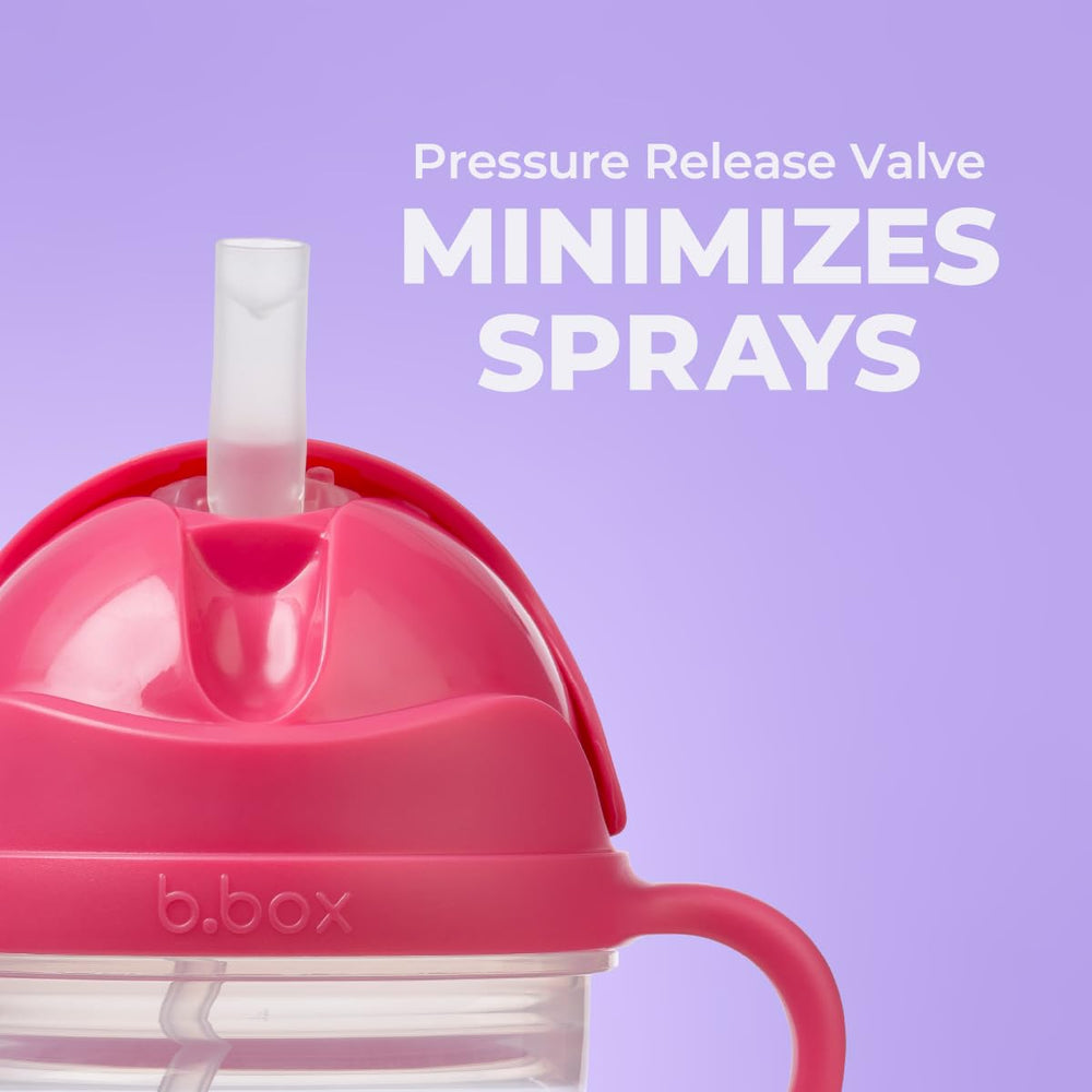 b.box and Lansinoh weighted straw sippy cup leak-proof design.