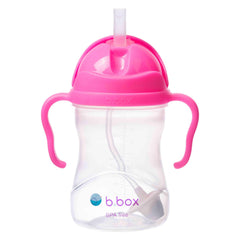 b.box Sippy Cup weighted straw 8oz pink pomegranate enables drinking from any angle