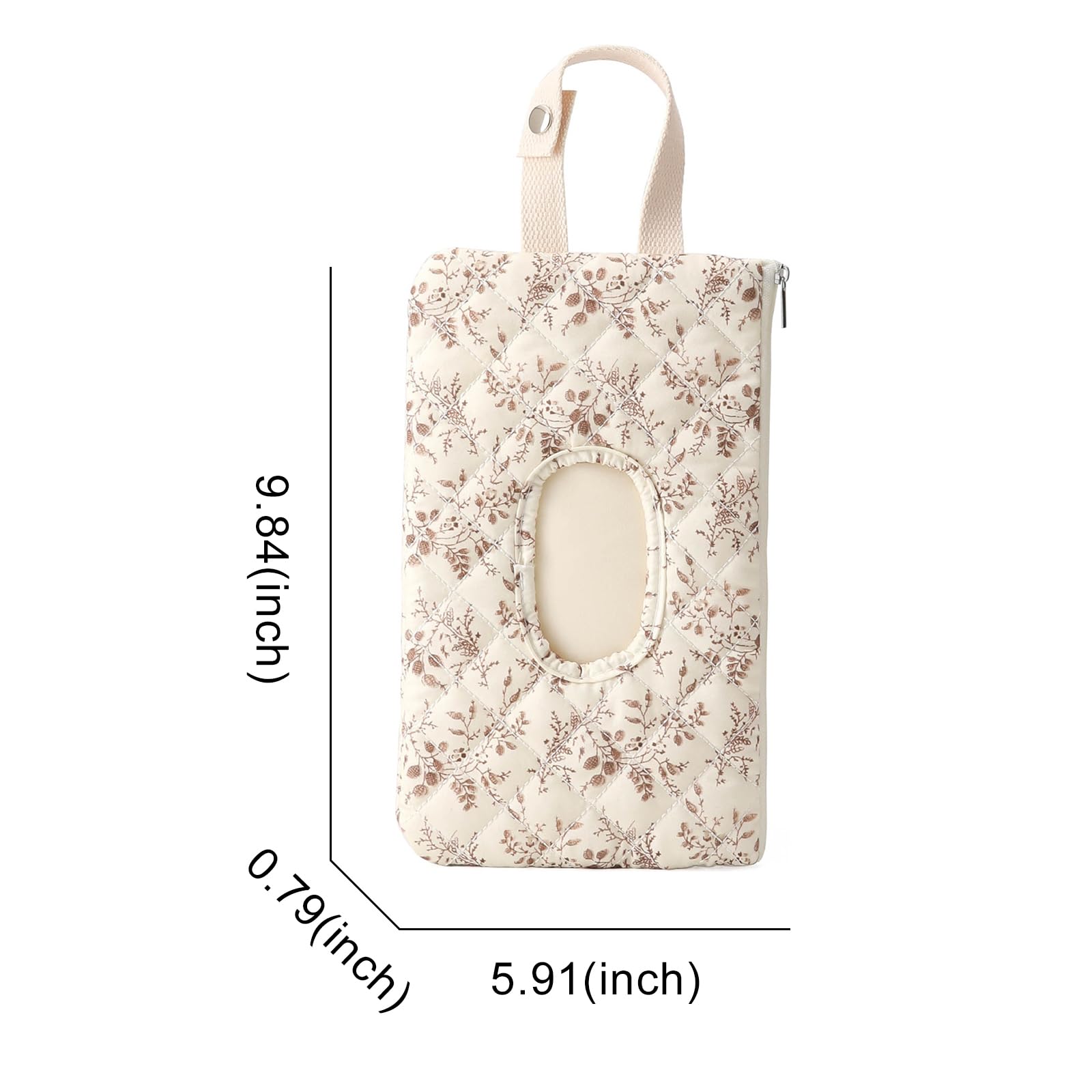 BBQI beige floral quilted wipe holder suited for stroller or bag