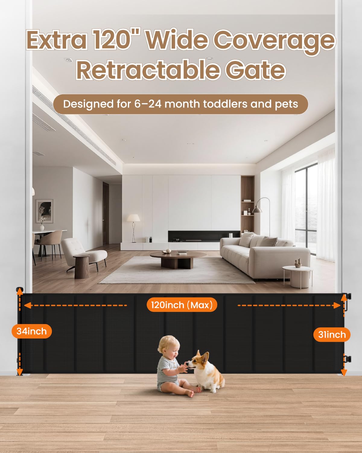 BBsecure 120-wide gate soft-mesh close-up showing smooth, safe touch.