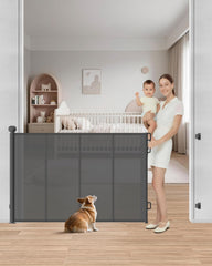BBsecure 55in wide retractable gate mounted at doorway for room-to-room safety