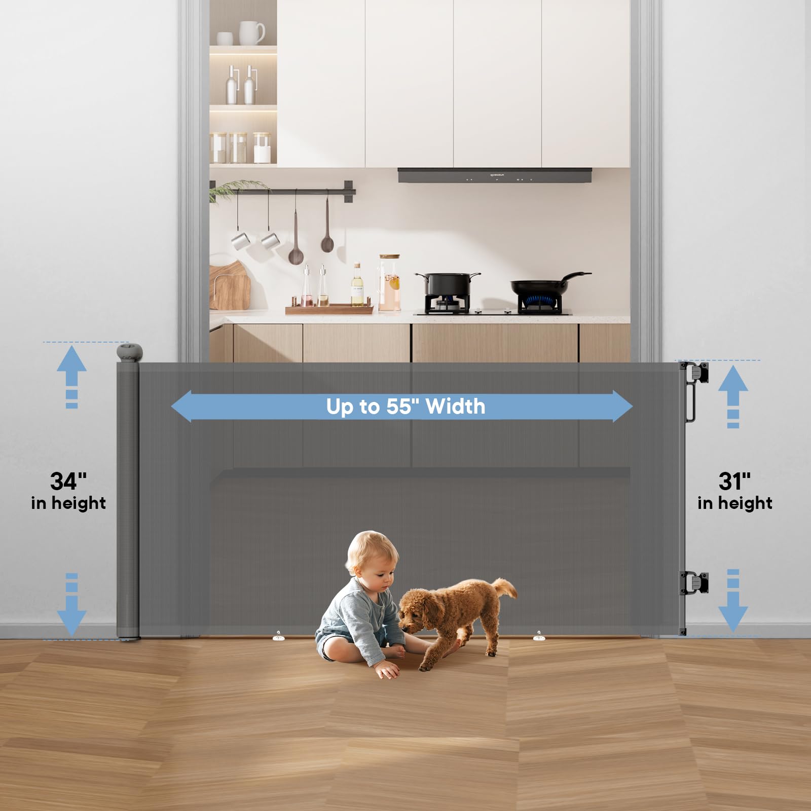 BBsecure gate set up for multiple spaces, indoor and covered outdoor areas.