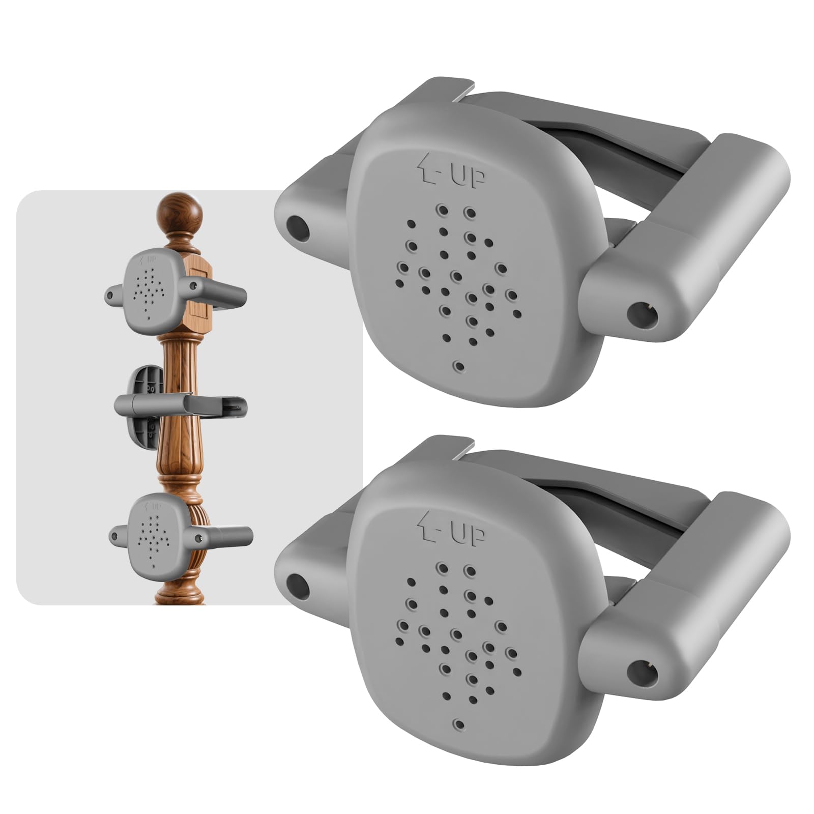 BBsecure banister adapter assembly shows quick no-drill setup for stairs