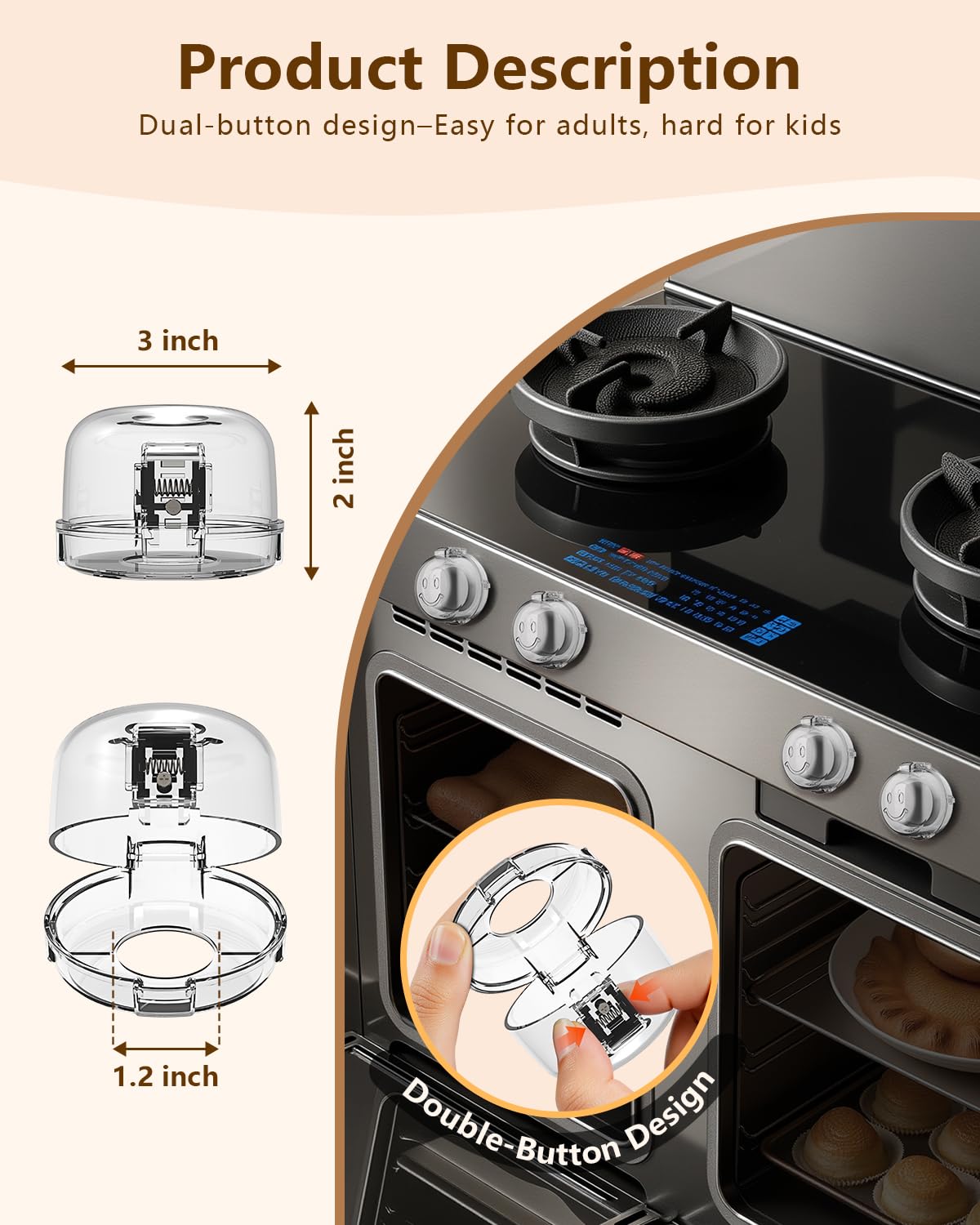 BBsecure 5-pack knob covers fit flat, open-bottom knobs for a snug, secure fit.