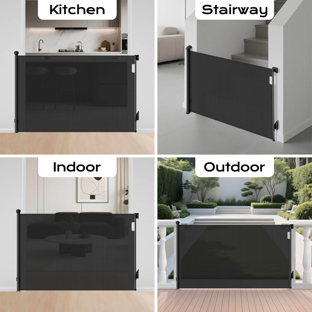 BBsecure retractable gate blends with interiors and travels easily.
