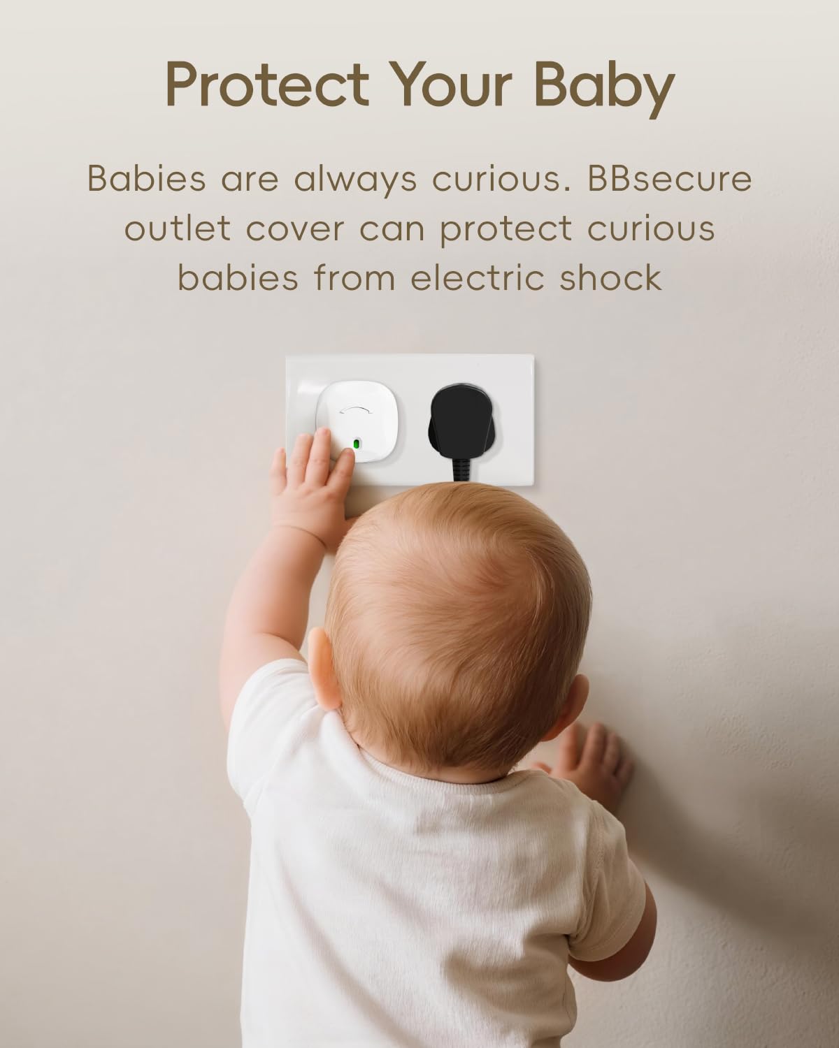 BBsecure white outlet covers blend with decor while protecting outlets.