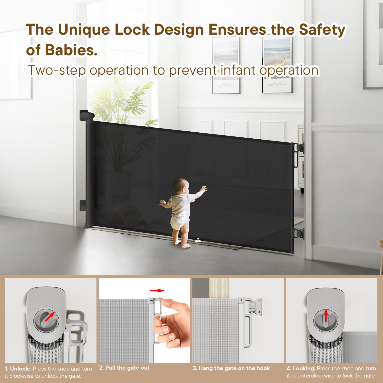 BBsecure two-step safety lock demonstrates safe one-handed use