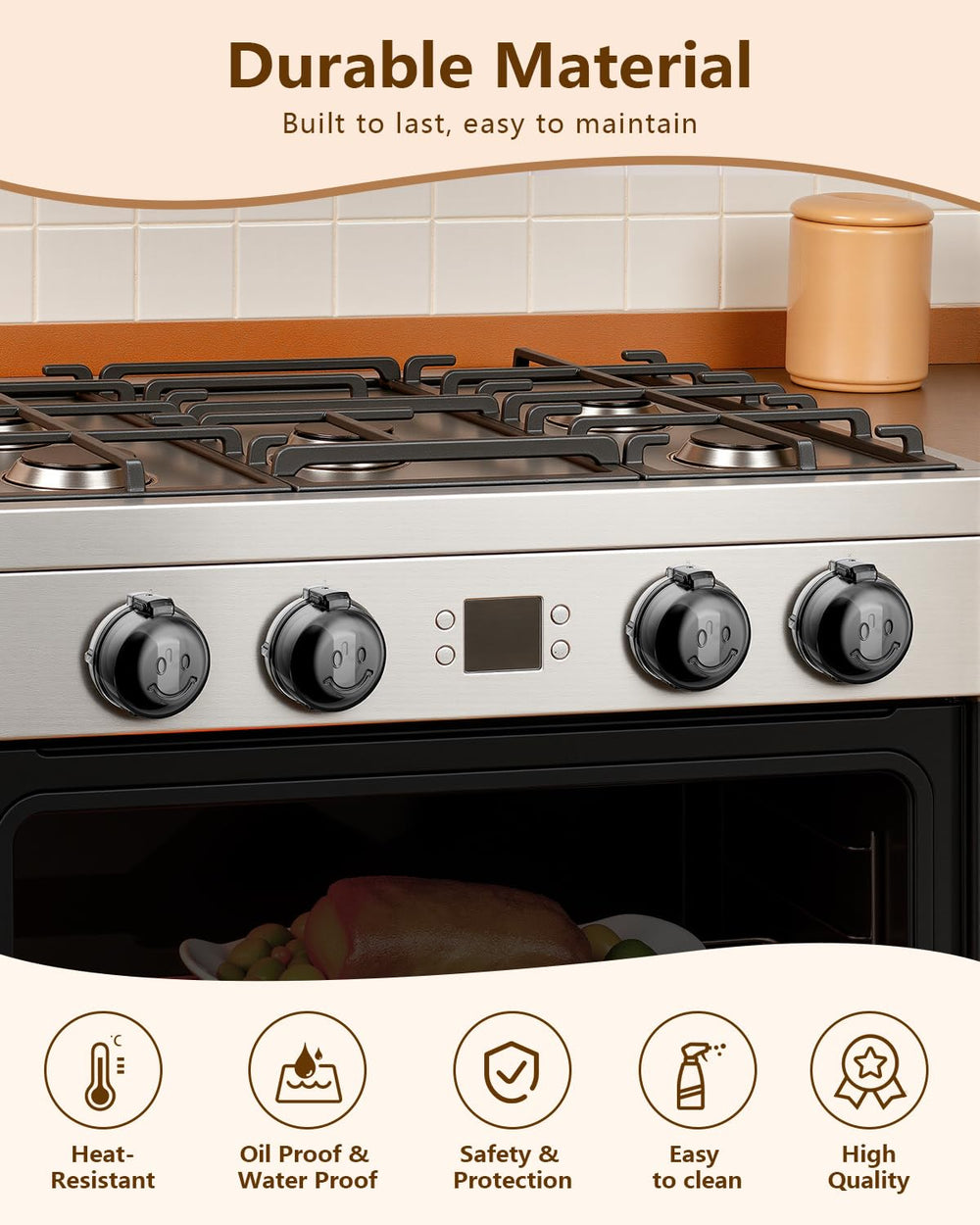 BBsecure heat-resistant design protects knobs from grease and spills preserving control aesthetics.
