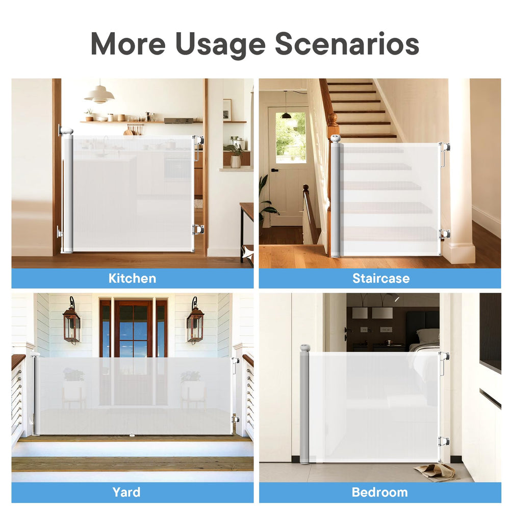 BBsecure white gate spanning stairs and doorways with extendable width