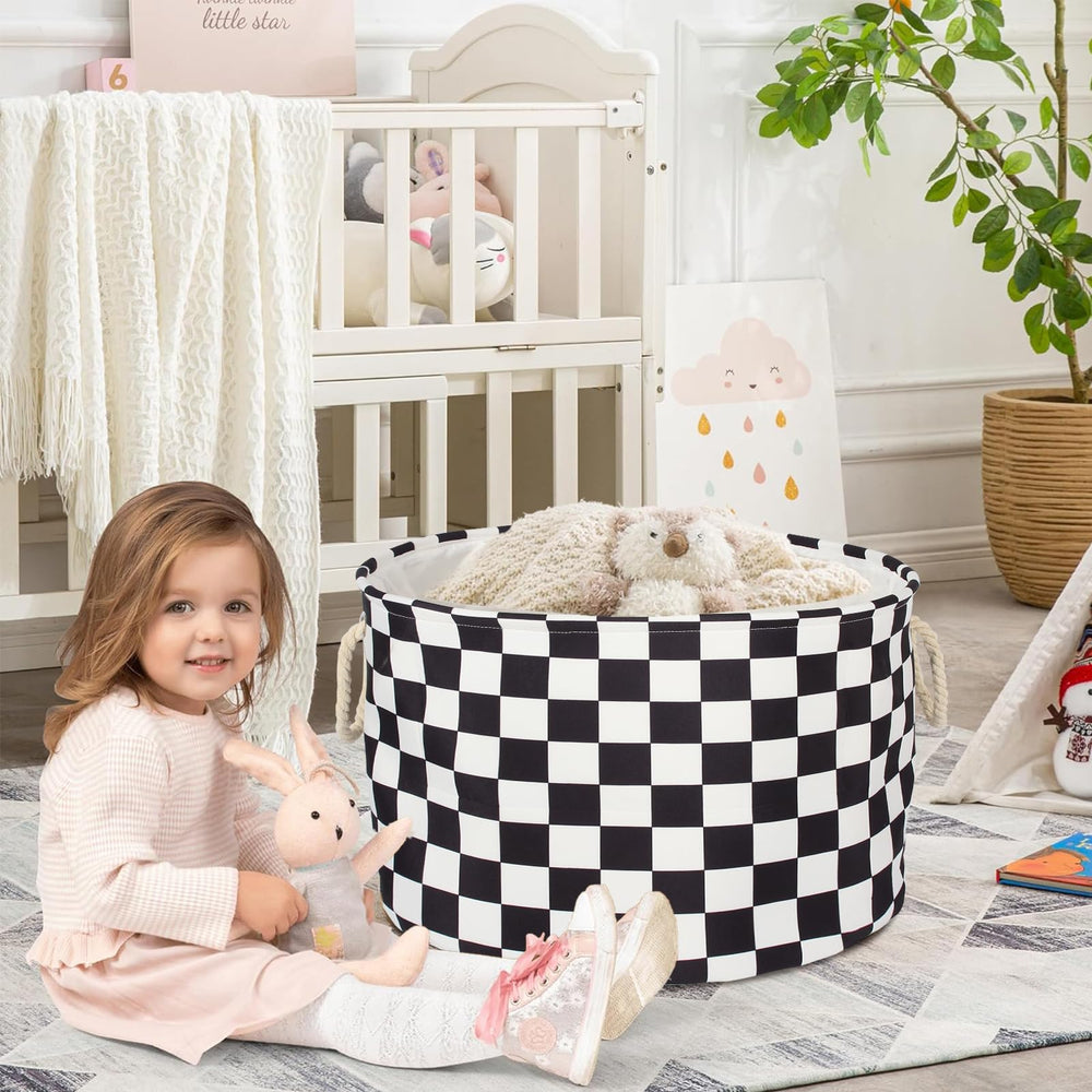 BBSET checked nursery basket wipe-clean surface for easy maintenance.