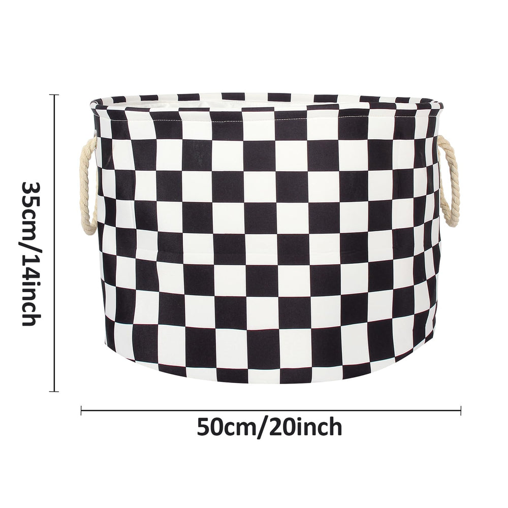 BBSET checked nursery basket handles close-up, reinforced stitching for heavy loads.