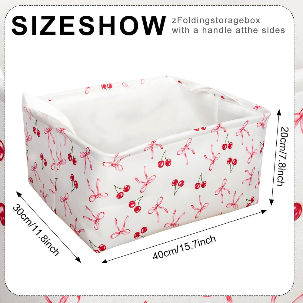 BBSET Coquette pink bow storage basket shown in toy storage setup.