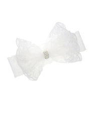 BBTDIN baby baptism headband bow in lace adds charm for christening photos