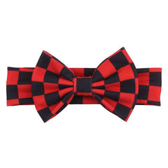 BBTDIN baby checkered turban headband, comfortable wide band for secure fit during outings