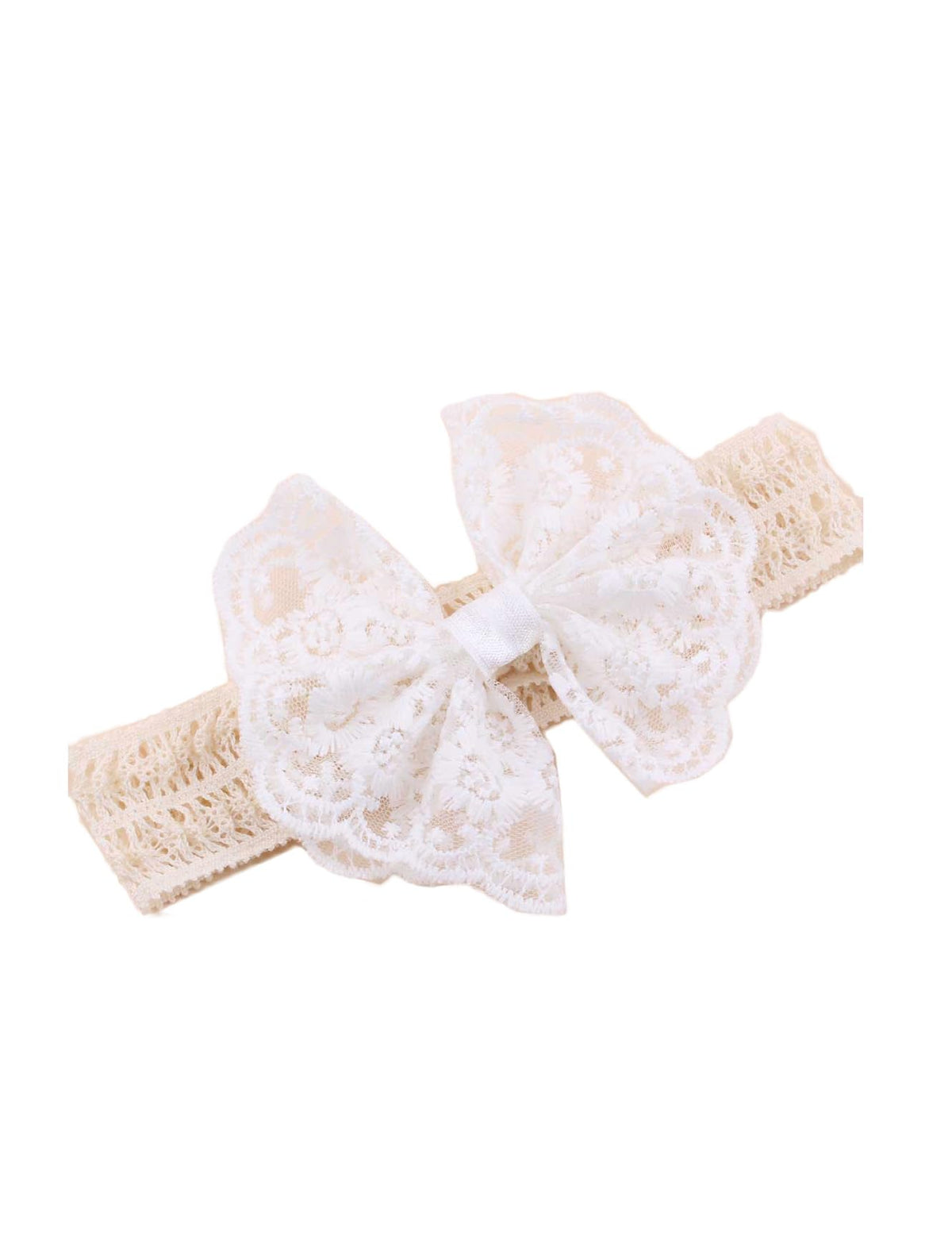 BBTDIN baby girls lace headband with hollow-out bow, ideal for christening photography.