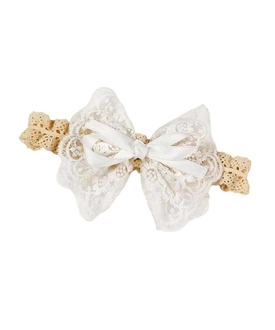 BBTDIN baby girls white lace headband for christening photo moments