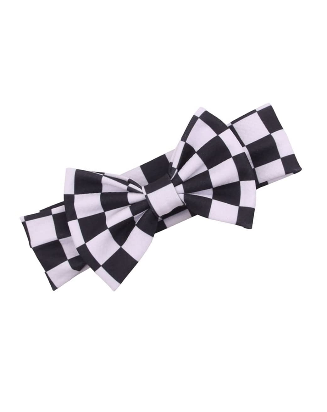 BBTDIN plaid turban headband bow in black and white, ideal for everyday wear.