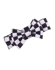 BBTDIN plaid turban headband bow in black and white, ideal for everyday wear.