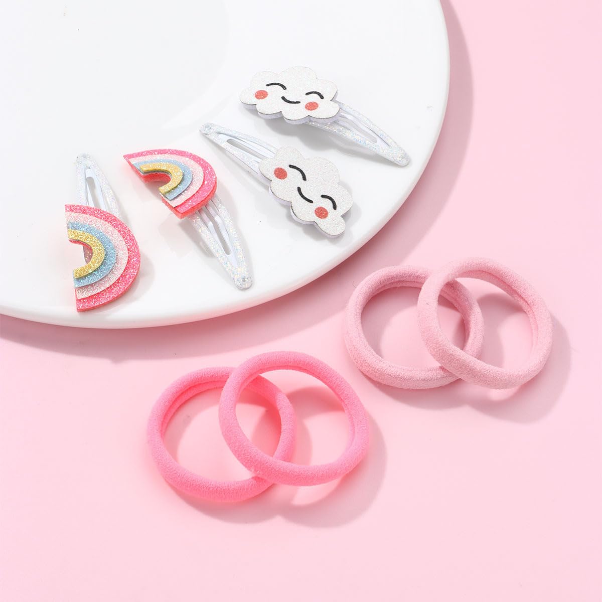 BBTDIN rainbow clip keeps delicate hair in place during play