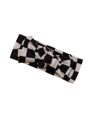 BBTDIN BTB01 checkered turban headband shown for soft comfort and cute style.