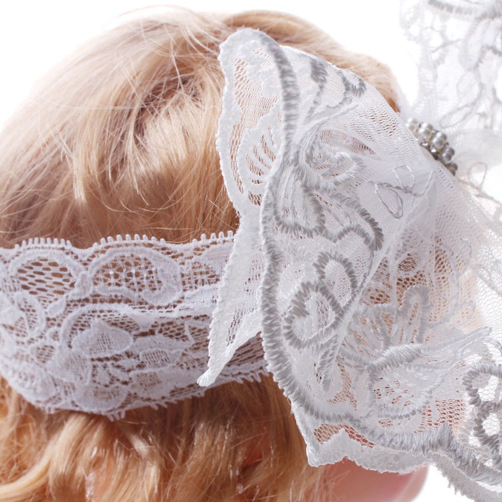 BBTDIN church ceremony headband bow enhances a timeless christening look